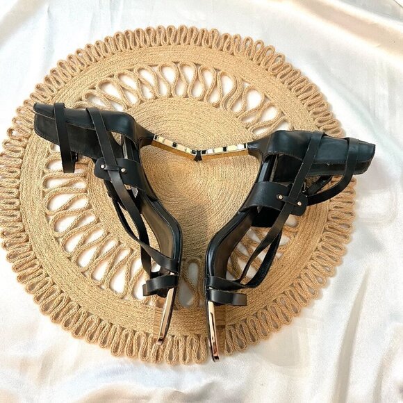 Ivy Kirzhner Black Leather Lacquered Detail Strappy Heels Women’s Size 8.5 - Picture 4 of 9